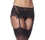 Amorable Garter Belt with Thong and Stockings Black