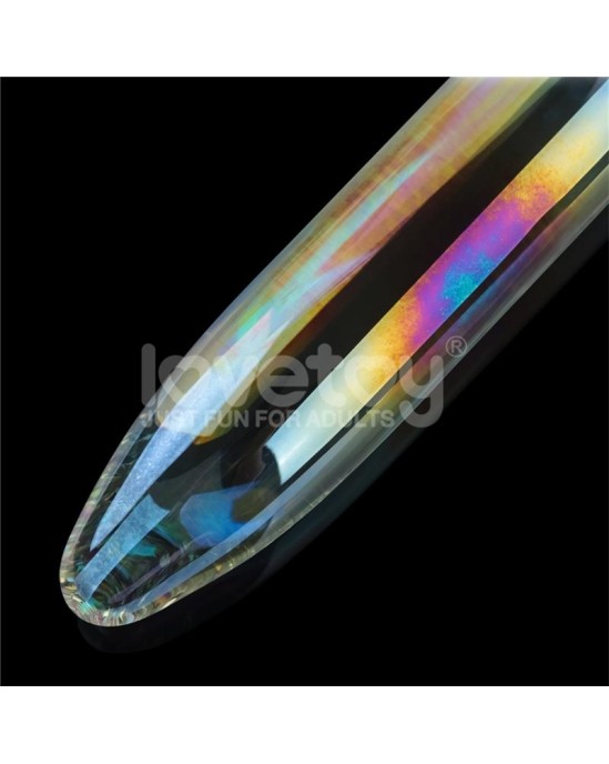 Lovetoy Glow in the Dark Glass Dildo Twilight Gleam Prism Glass