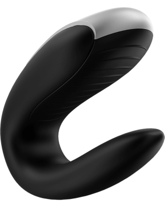 Satisfyer Connect APMIERINĀTĀK DUBULTĀ PRIEKŠRĀKA PARTNERA VIBRATORS - MELNS