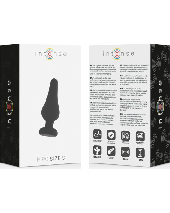 Intense Anal Toys ИНТЕНСИВНАЯ АНАЛЬНАЯ ПРОБКА PIPO S СИЛИКОНОВАЯ ЧЕРНАЯ 9,8 СМ