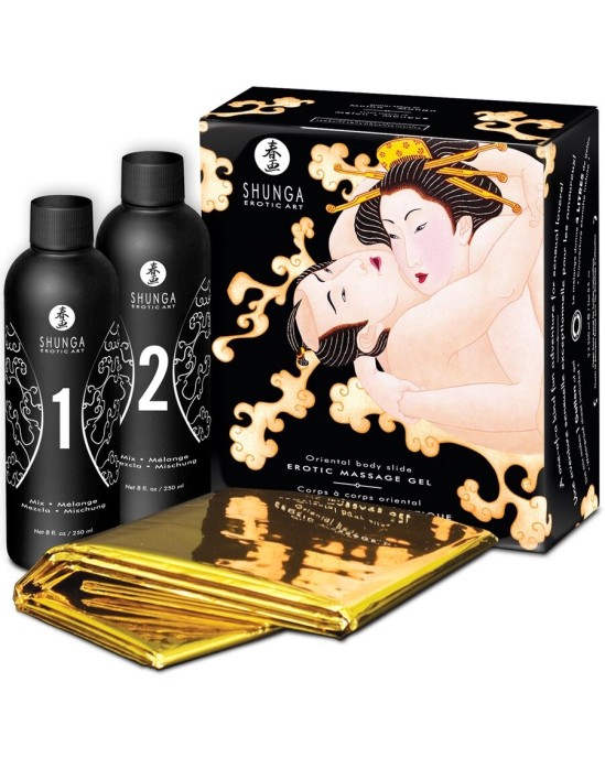 Shunga Kits SHUNGA EROTISKĀ MASĀŽAS GEL ORIENTAL BODY SLIDE MELOŅES MANGO