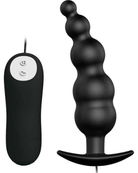 Pretty Love Bottom PRETTY LOVE — ANĀLĀS SPRVAS SILIKONA PAPILDUS STIMULĀCIJA UN 12 VIBRĀCIJAS REŽĪMI MELNS