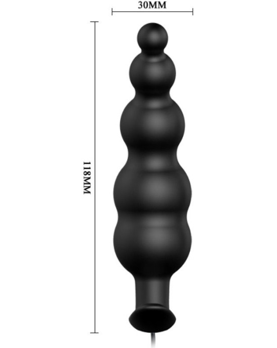 Pretty Love Bottom PRETTY LOVE — ANĀLĀS SPRVAS SILIKONA PAPILDUS STIMULĀCIJA UN 12 VIBRĀCIJAS REŽĪMI MELNS