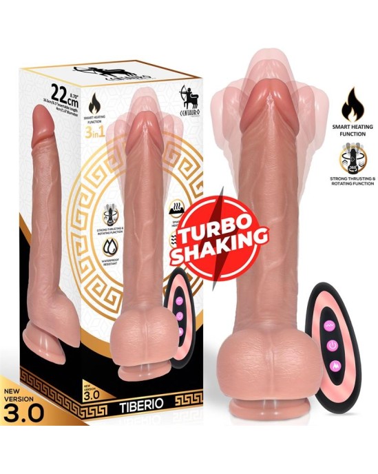 Centauro Tiberio Realistic Turbo Shaking Dildo with Thrusting, 360? Rotation, and Remote Control Liquid Silicone