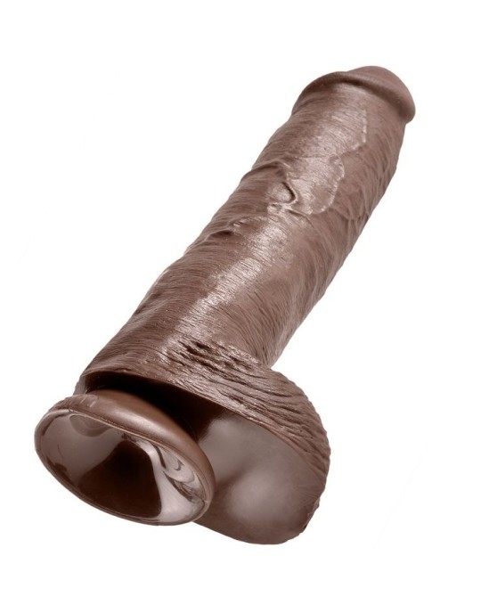 King Cock 11" COCK BROWN WITH BALLS 28 CM