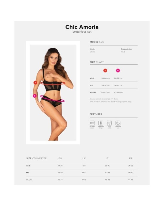 Obsessive Sets OBSESSIVE - НАБОР CHIC AMORIA 2 ПРЕДМЕТА БЕЗ ЧАШКИ M/L