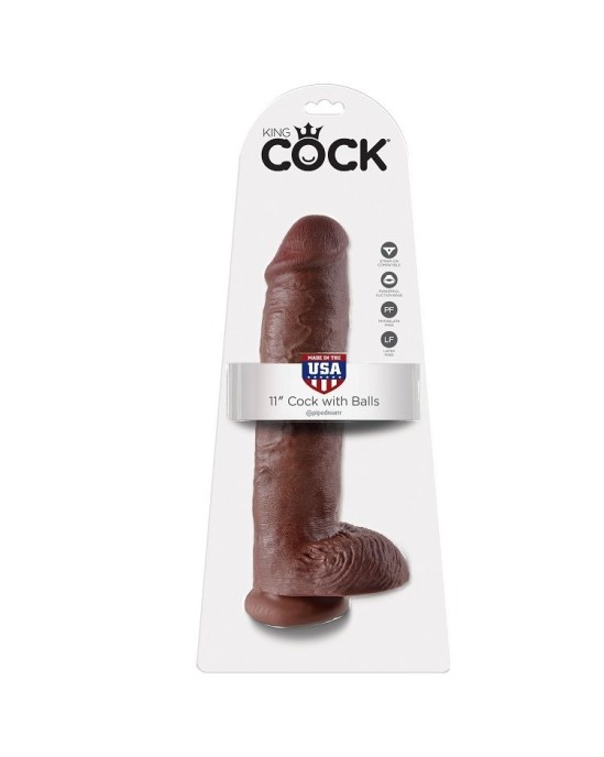 King Cock 11" COCK BROWN WITH BALLS 28 CM