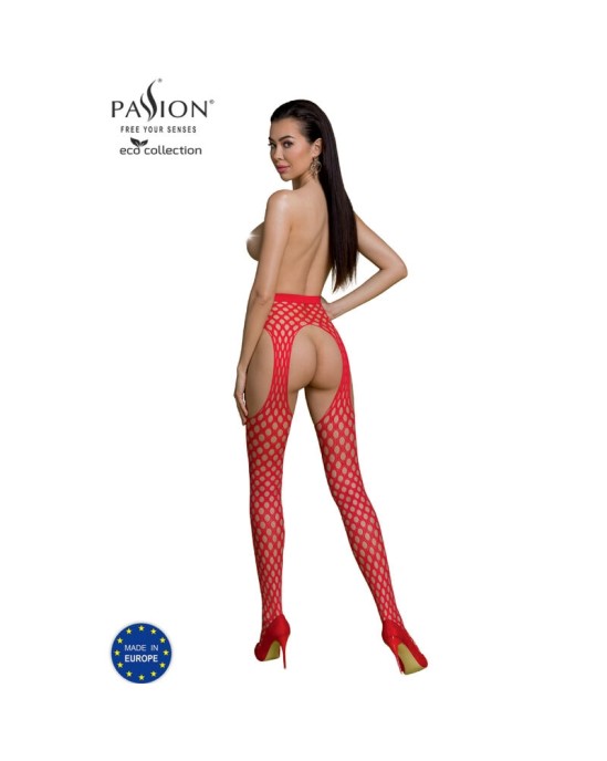 Passion Woman Garter & Stock PASSION - ECO COLLECTION BODYSTOCKING ECO S003 RED