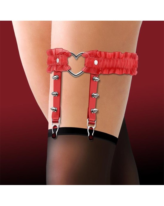 Cinderella Garter with Heart and Ruffles Vegan Leather One Size