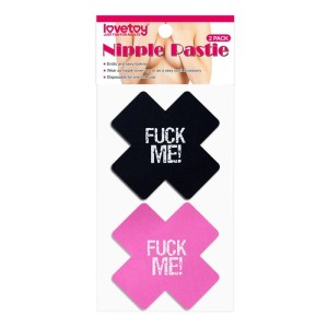 Lovetoy Pack krūšu pārsegi Cross Black un Pink FUCK ME