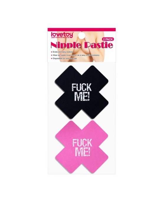 Lovetoy Pack krūšu pārsegi Cross Black un Pink FUCK ME