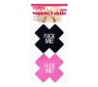 Lovetoy Pack Nipple Covers Cross Black and Pink FUCK ME