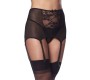 Amorable Wide Garter Belt with Stocking Black