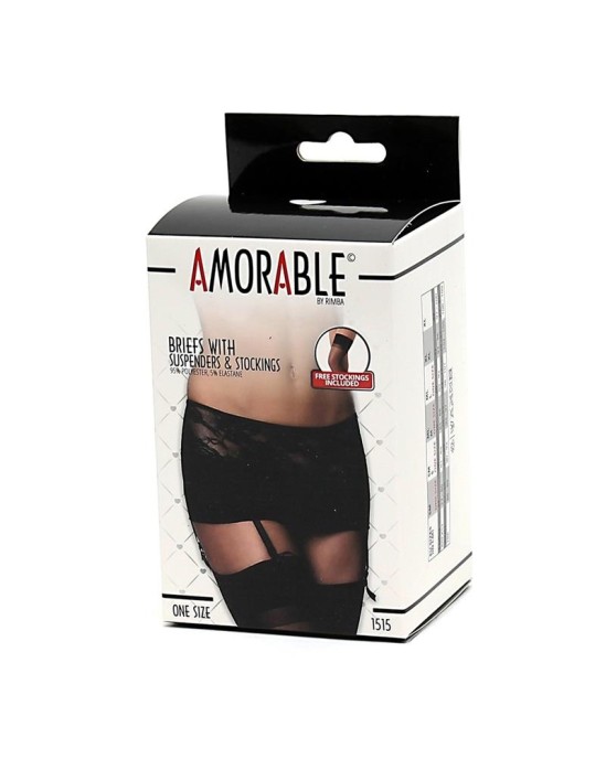 Amorable Garter Belt with Panties and Stockings One Size