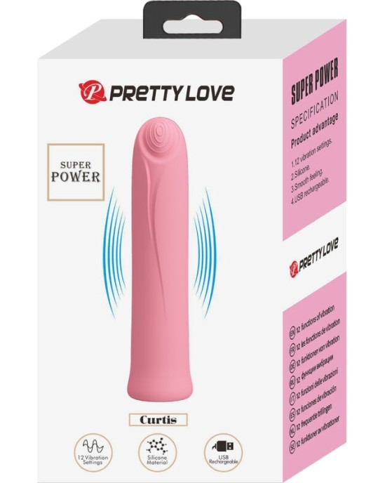 Pretty Love Flirtation PRETTY LOVE - CURTIS MINI SUPER POWER VIBRATOR 12 РОЗОВЫХ СИЛИКОНОВЫХ ВИБРАЦИЙ