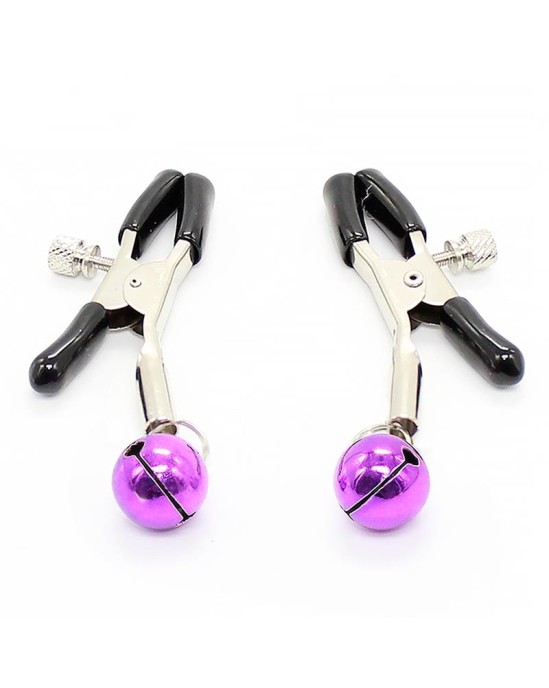 Latetobed Bdsm Line Nipple Clamps with Purple Bell