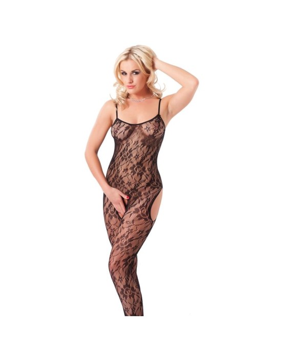 Amorable Rimba Floral Open Catsuit melns Viena izmēra