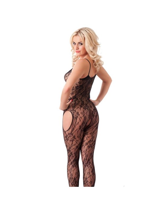 Amorable Rimba Floral Open Catsuit melns Viena izmēra