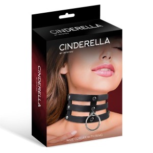 Cinderella Collar Wide with Ring Vegan Leather One Size