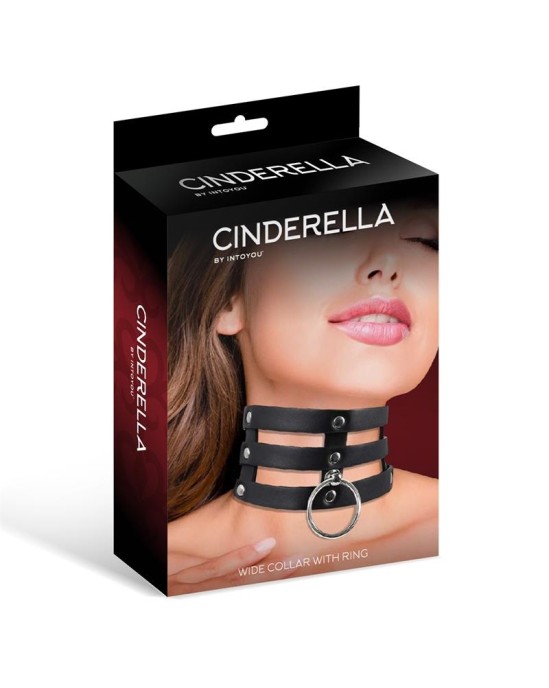 Cinderella Collar Wide with Ring Vegan Leather One Size