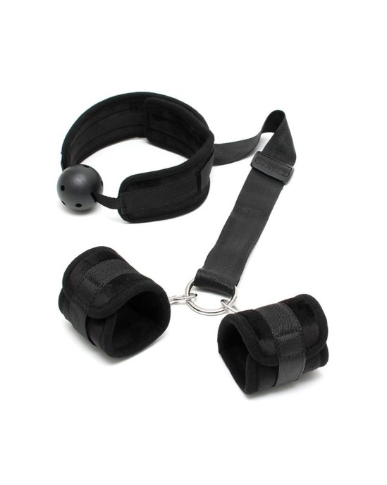 Bondage Play Set Mouthgag with Cuffs Black