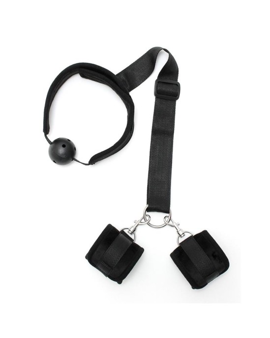 Bondage Play Set Mouthgag with Cuffs Black