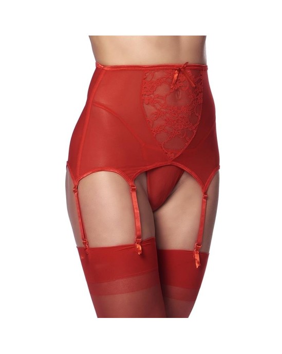 Amorable Wide Garter Belt with Stocking Red