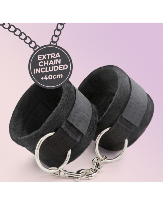 Crushious TOUGH LOVE VELCRO HANDCUFFS WITH EXTRA 40CM CHAIN BLACK