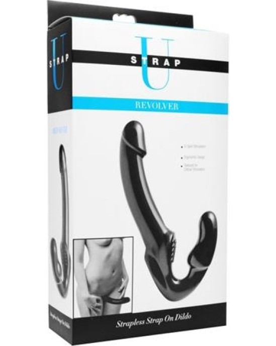 Strap U Revolver Strapless Strap On G-Spot Dildo Black