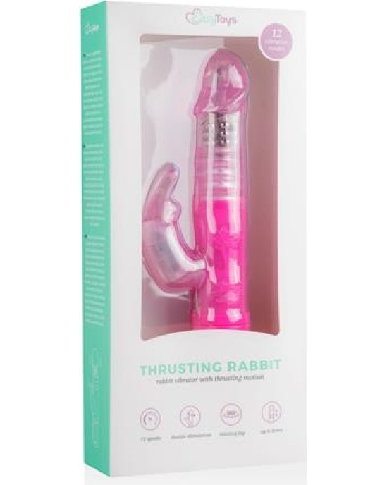 Easytoys Rabbit Vibrator Thrusting and Rotating Balls Pink