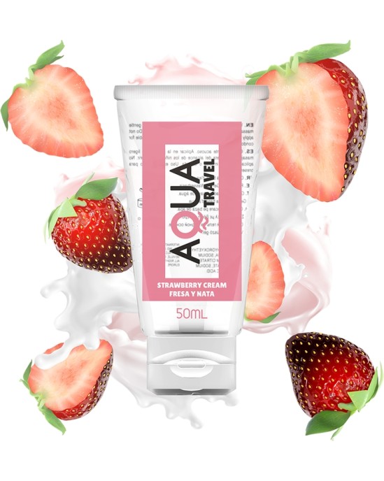 Aqua Travel STRAWBERRY CREAM FLAVOUR WATERBASED LUBRICANT - 50 ML