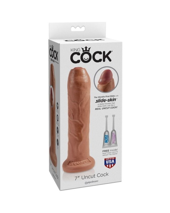 King Cock UNCUT REALISTIC PENIS 17.8 CM CARAMEL