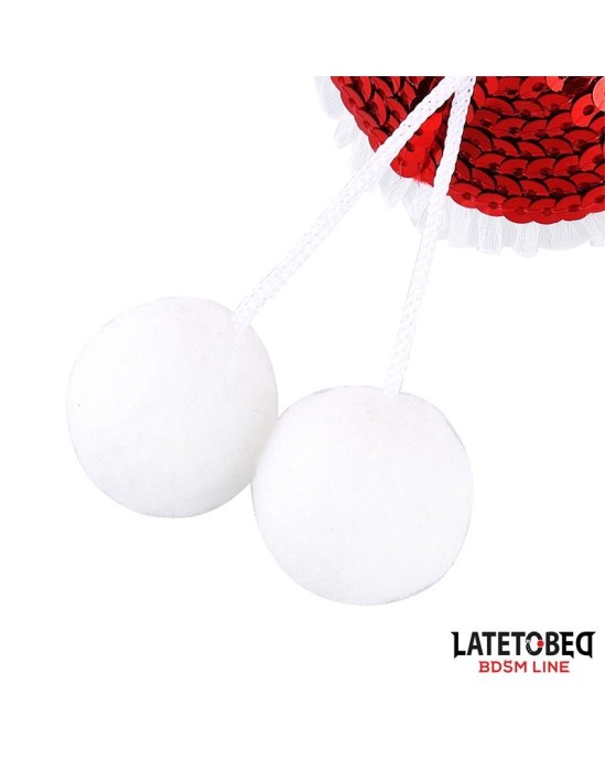 Latetobed Bdsm Line Nipple Pasties with Red Sequin Pom-Pom