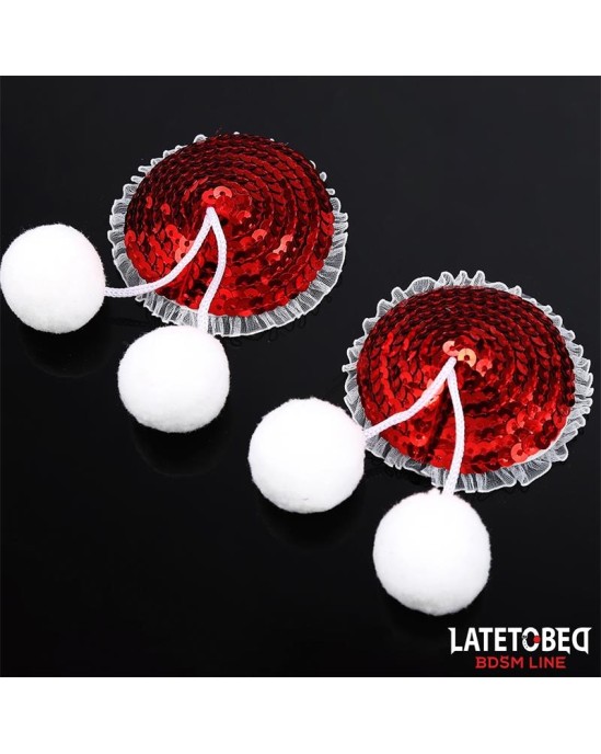 Latetobed Bdsm Line Nipple Pasties with Red Sequin Pom-Pom