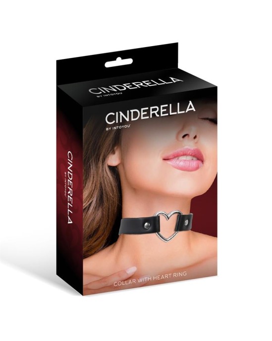 Cinderella Collar with Heart Choker Stile Vegan Lether One Size