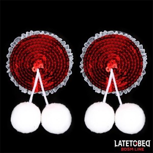 Latetobed Bdsm Line Nipple Pasties with Red Sequin Pom-Pom