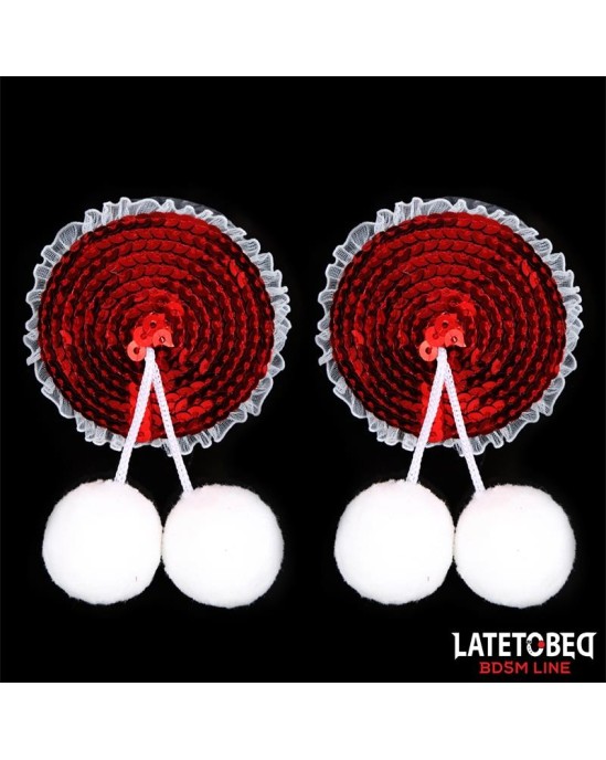 Latetobed Bdsm Line Nipple Pasties with Red Sequin Pom-Pom