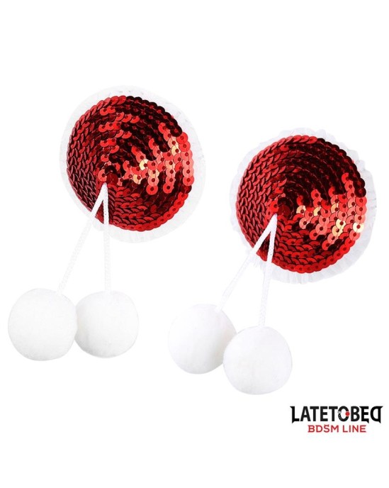 Latetobed Bdsm Line Nipple Pasties with Red Sequin Pom-Pom