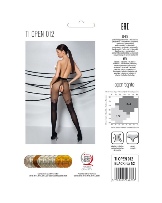 Passion Woman Garter & Stock PASSION — TIOPEN 012 BLACK ZEĶbikses 3/4 20/40 DEN