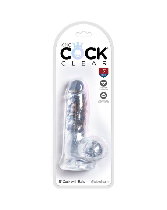 King Cock SKAIDRS — REĀLISTS PENIS AR Bumbiņām 10,1 CM caurspīdīgs