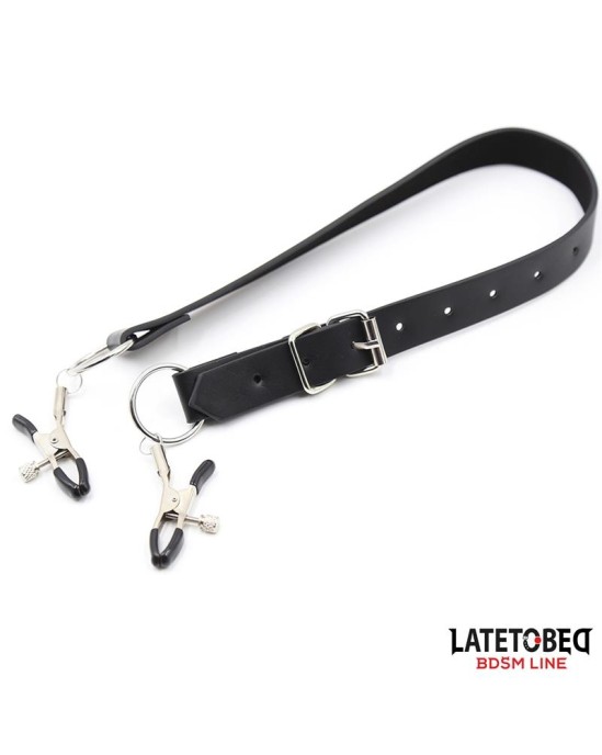 Latetobed Bdsm Line Leg Bondage Strap with Clitoris Clamps