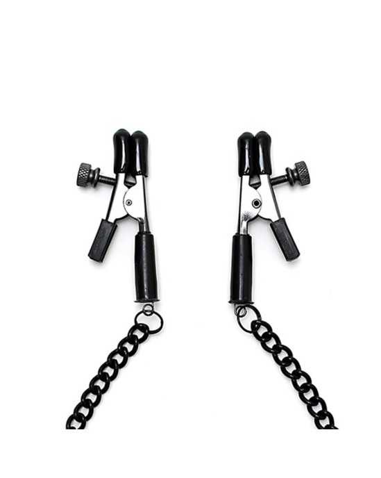 Bondage Play Adjustable nipple clamps with black chain