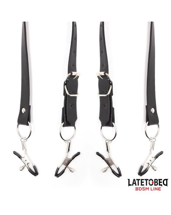 Latetobed Bdsm Line Leg Bondage Strap with Clitoris Clamps