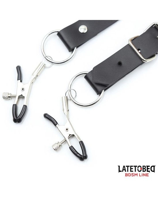 Latetobed Bdsm Line Leg Bondage Strap with Clitoris Clamps