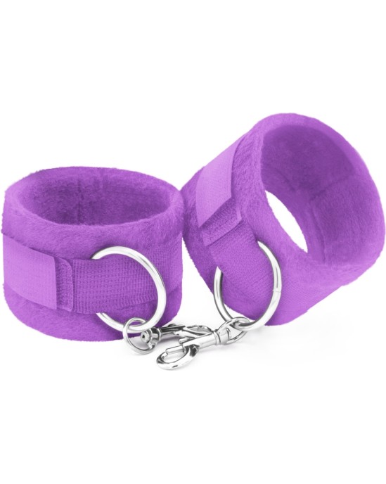 Crushious TOUGH LOVE VELCRO HANDCUFFS WITH EXTRA 40CM CHAIN PURPLE