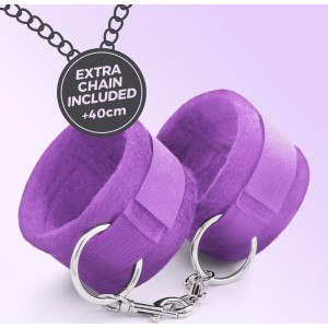 Crushious TOUGH LOVE VELCRO HANDCUFFS WITH EXTRA 40CM CHAIN PURPLE