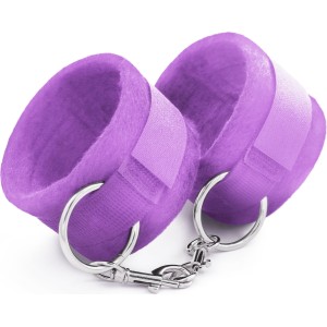 Crushious TOUGH LOVE VELCRO HANDCUFFS WITH EXTRA 40CM CHAIN PURPLE