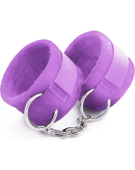 Crushious TOUGH LOVE VELCRO HANDCUFFS WITH EXTRA 40CM CHAIN PURPLE