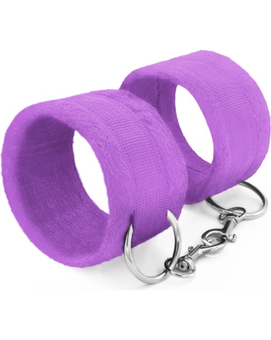 Crushious TOUGH LOVE VELCRO HANDCUFFS WITH EXTRA 40CM CHAIN PURPLE