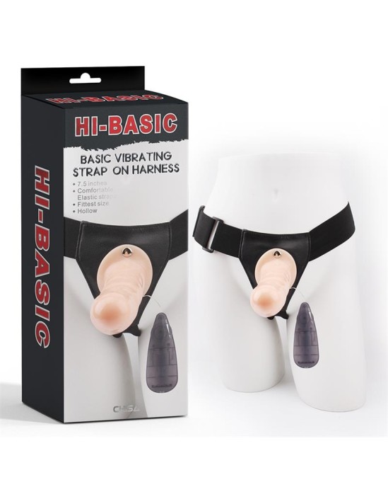 Chisa Vibrating Strap-on Harness with Hollow Dildo 7.5